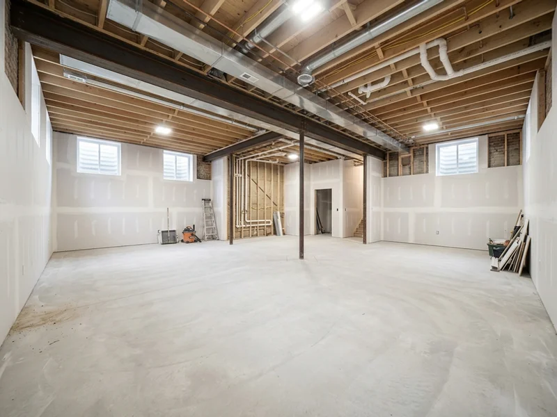 After: dug-out basement with a 10 ft ceiling and a new concrete slab