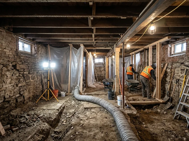 Before: 1920s semi basement with a dirt floor and low headroom