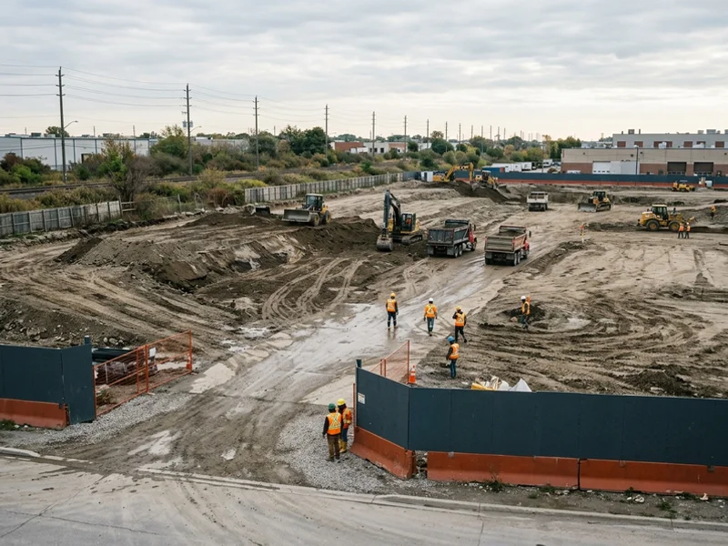 Before: raw rail-adjacent site with uneven ground and old fill