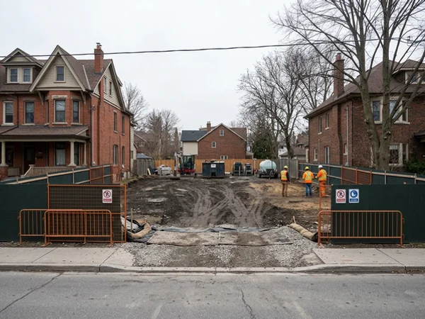 Cleared, level lot after a full house demolition