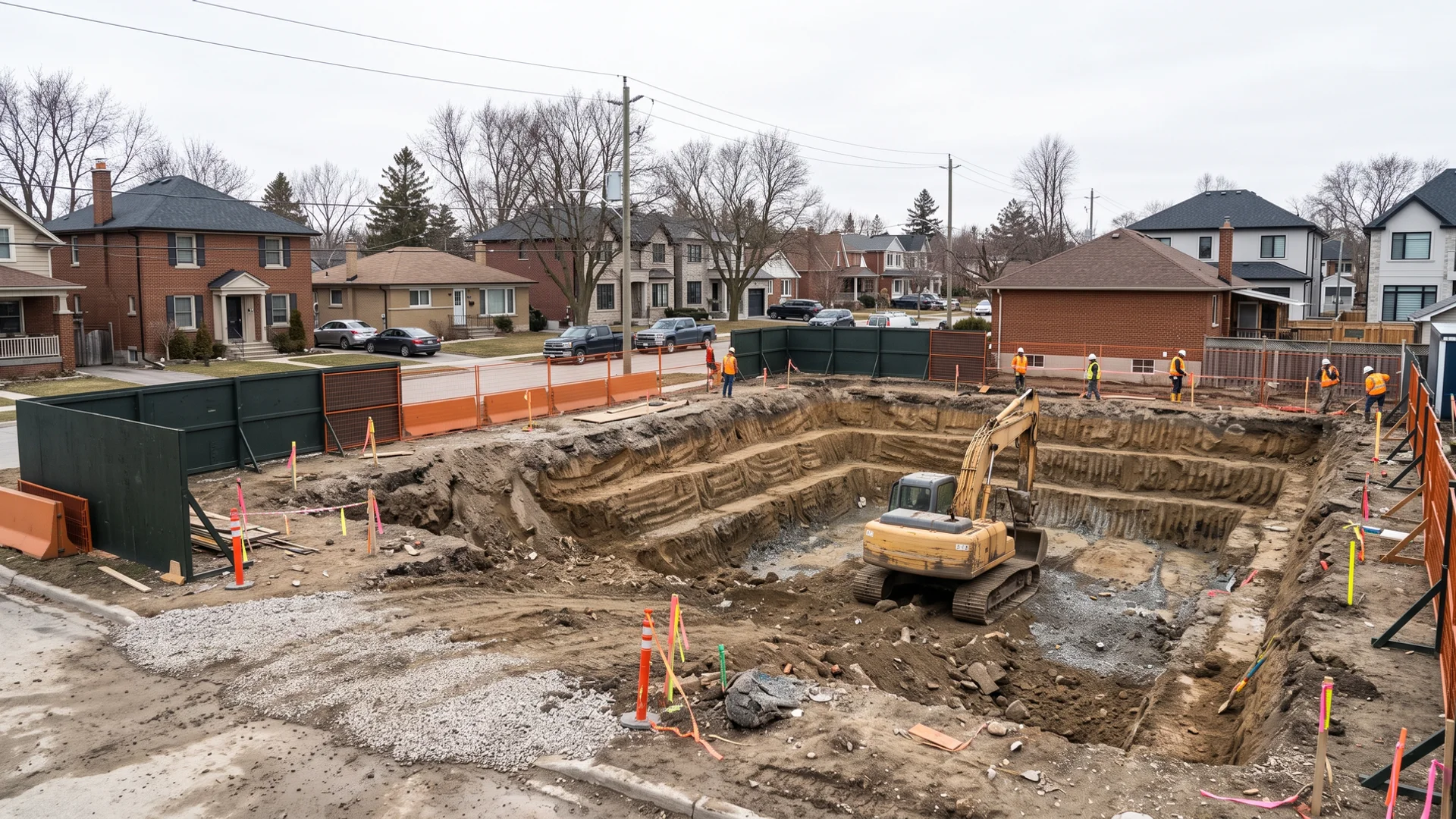 Markham custom-home foundation excavation on a suburban lot
