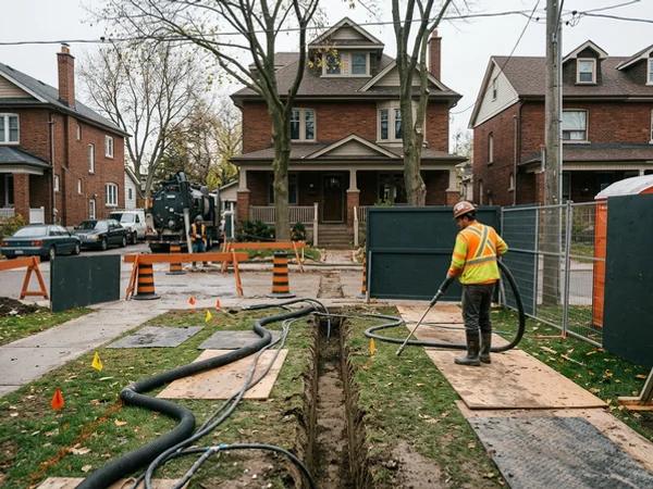 Narrow hydrovac slot trench for a new conduit