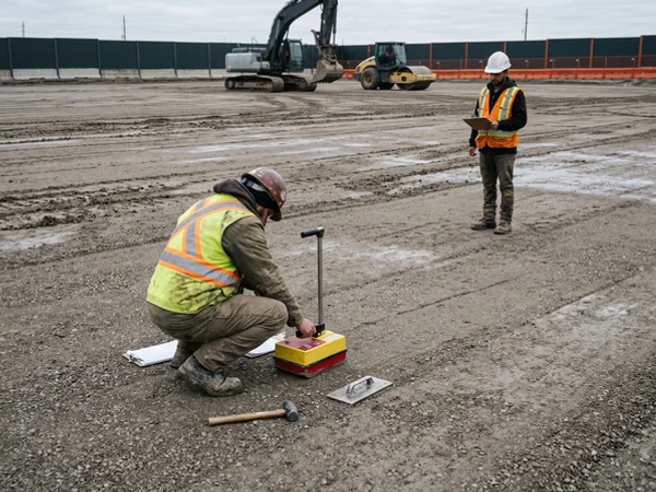 Compaction test on a Granular A lift for a warehouse slab