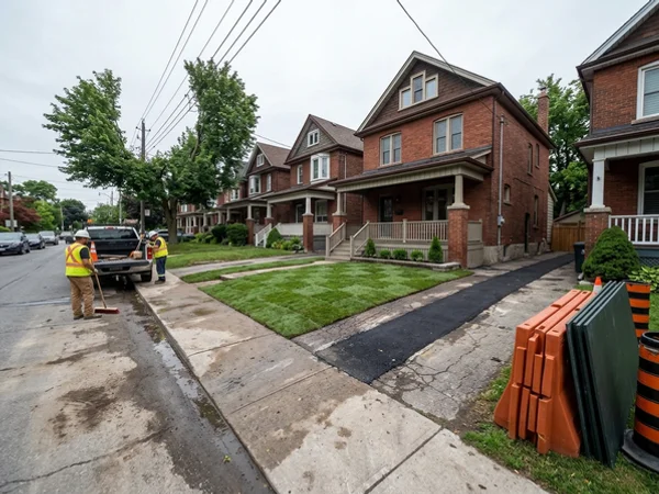 Front lawn and driveway restored after sewer lateral replacement
